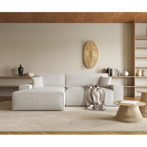 Canapé d'angle gauche convertible 3 places beige clair