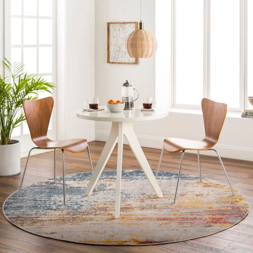 Tapis Rond Abstrait Moderne Multicolore/Orange Ø 160