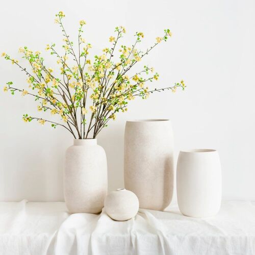 Vase Blanc En Grès 14,5xh13cm