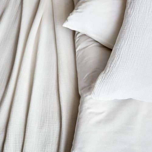 Parure De Lit Gaze De Coton Blanc 260x240cm