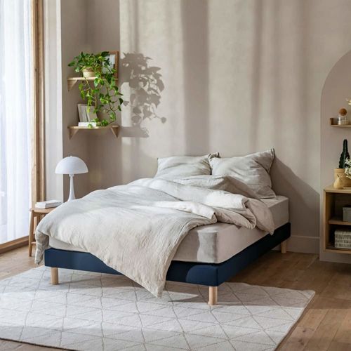 Cache Sommier Coton Jersey Bleu Marine 140x190