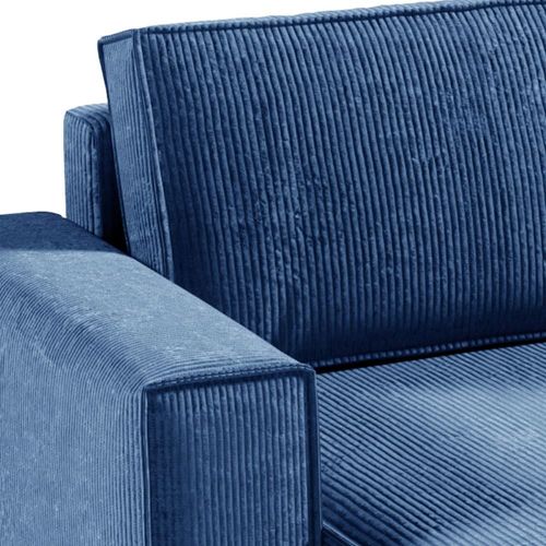 Canapé Panoramique 5 Places Convertible Coffre Stratifiés Bleu