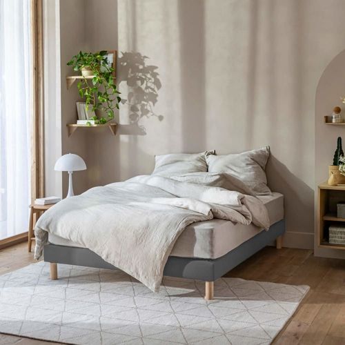 Cache Sommier Coton Jersey Anthracite 80x200