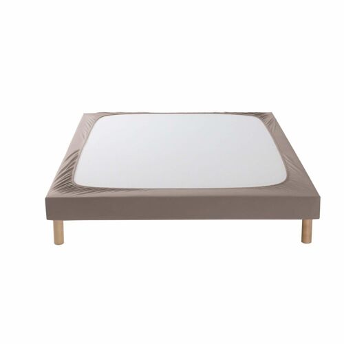 Cache Sommier Coton Jersey Taupe 140x200