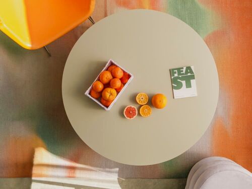 Table basse ronde, panneau stratifié de 3cm taupe 100cm