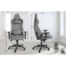 Chaise De Bureau Réglable Pivotant En Véritable Cuir Gris