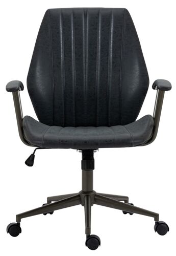 Chaise bureau Simili Réglable pivotante en similicuir Noir antique