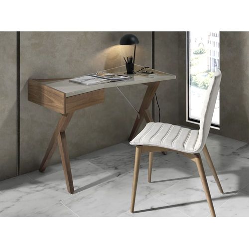 Bureau Effet Bois Noyer Et Plateau Laqué