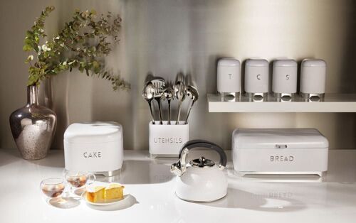 Boîte À Thé Rétro En Inox Blanc