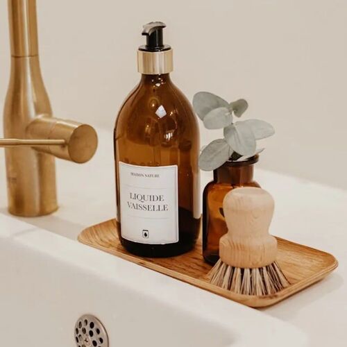 Distributeur de savon en verre 500 mL rechargeable pompe noire et or