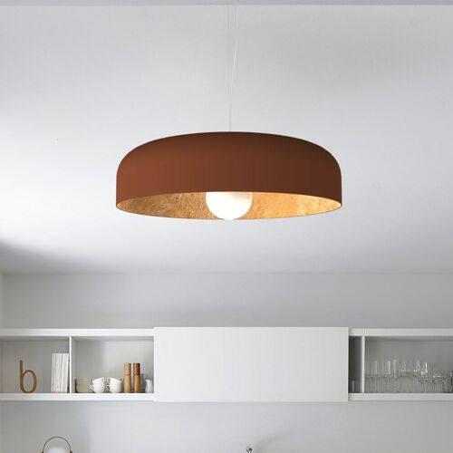 Suspension En Métal Marron Et Feuille D'or Interne E27