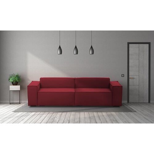 Canapé fixe 3 places en tissu rouge 150x95 cm