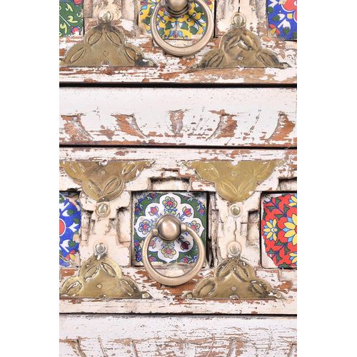 Table En Manguier Avec Détails En Céramique Et Bronze