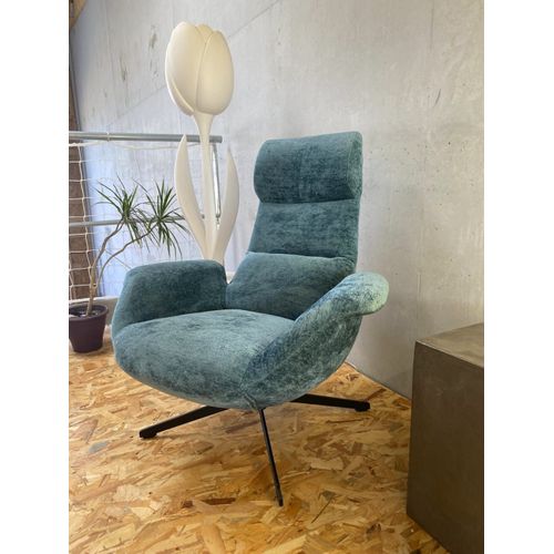Fauteuil Rotatif En Velours Bleu