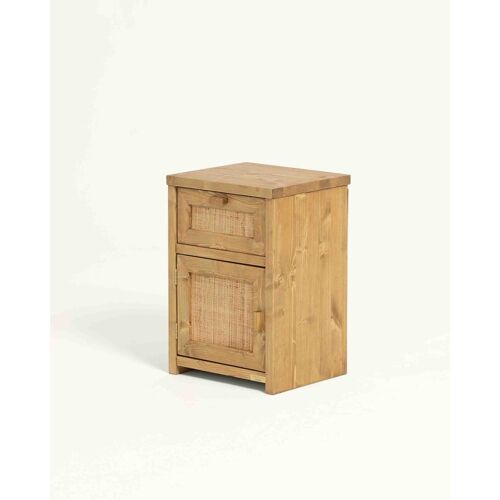 Table De Chevet Avec Etagère En Bois D'épicéa Couleur Naturelle