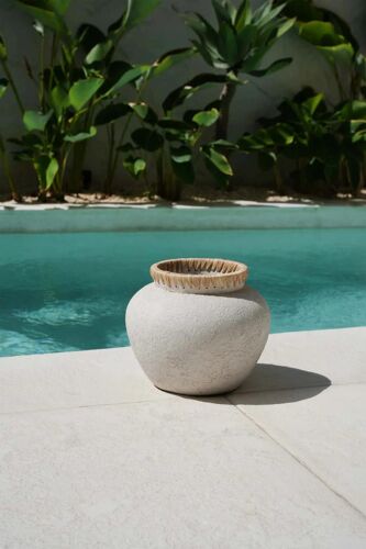 Vase en terre cuite gris naturel h23