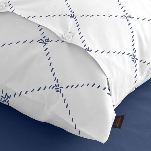 Taie D'oreiller En Popeline De Coton 300 Fils Bleu 65x65 Cm