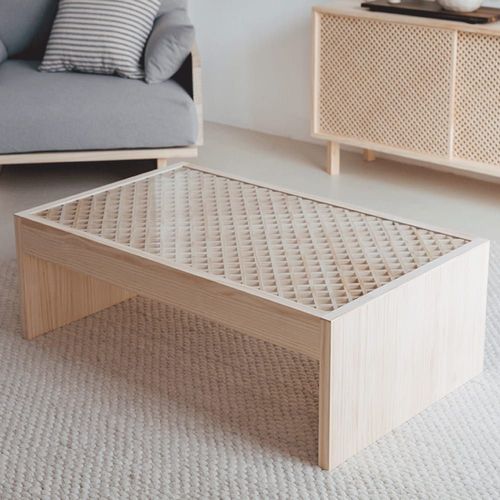 Table Basse En Bois Massif Naturel Avec Verre 98 Cm Non Verni
