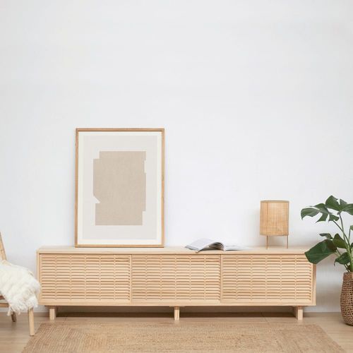 Meuble Tv En Bois De Pin Massif Naturel 180 Cm Verni