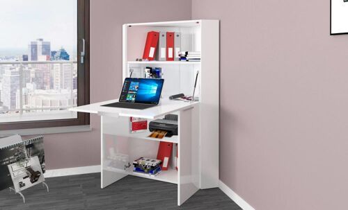 Bureau effet bois blanc brillant 70x35 cm