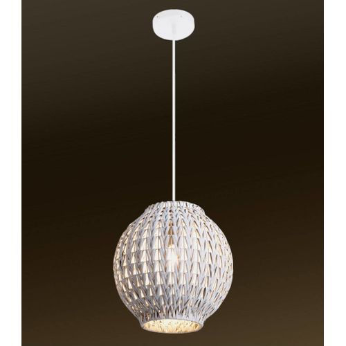 Suspension En Rotin Blanc, D. 31 Cm
