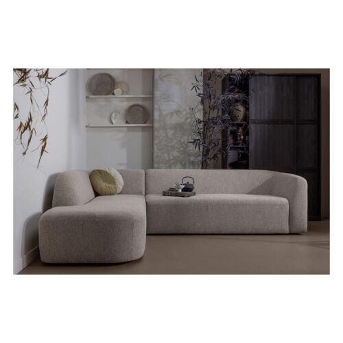 Canapé d'angle gauche 3 places en tissu doux naturel