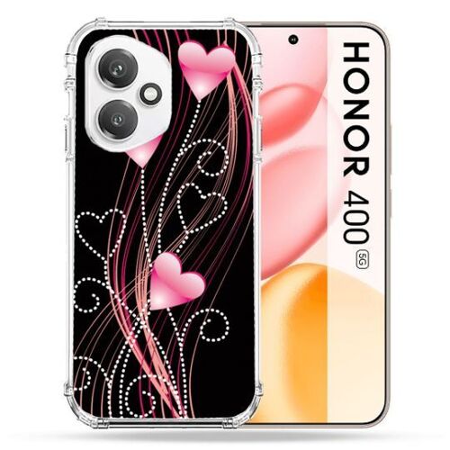 Coque Renforcée Pour Honor 400 5g Amour Coeur Rose Montant Sur Noir