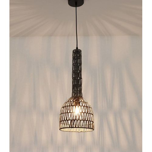 Suspension En Rotin Noir, D. 23 Cm