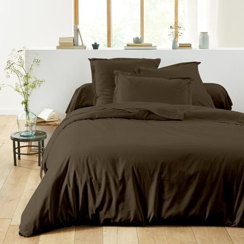 Drap Housse Uni En Coton Gris 160x200