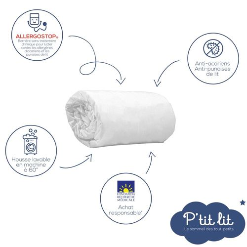 Protège matelas bébé anti acarien et anti punaise de lit 70x140