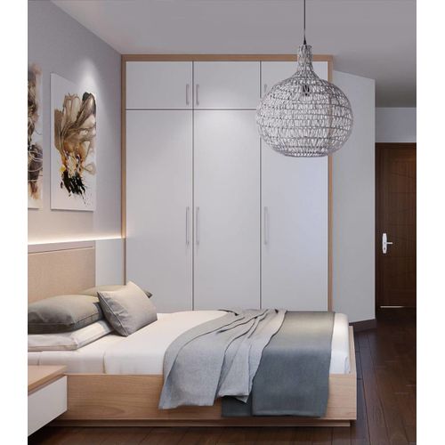 Suspension En Rotin Gris, D. 44 Cm