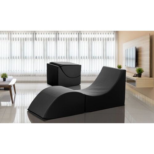 Lit pliant en similcuir noir 130x50 cm