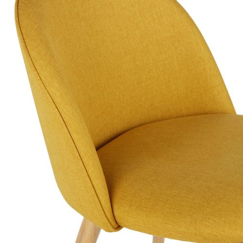 Chaise Vintage En Tissu Recyclé Ocre Et Acier Imitation Chêne