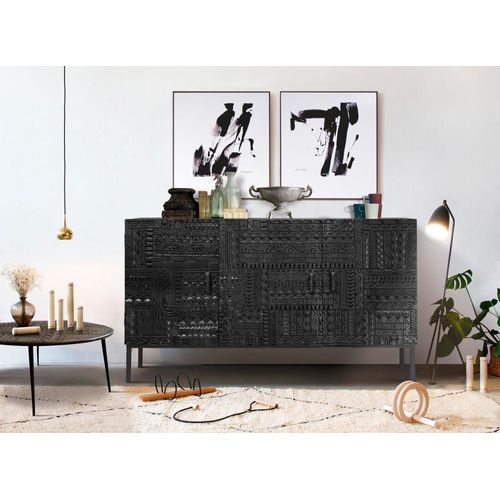 Meuble Tv En Bois De Manguier Et Pieds En Métal