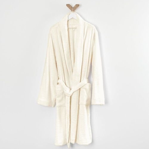 Peignoir Éponge Col Chale En Coton Ivoire 9xl