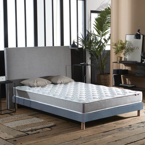 Ensemble matelas mousse ferme sommier bleu 140x190
