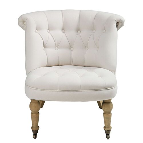Fauteuil capitonné coloris lin