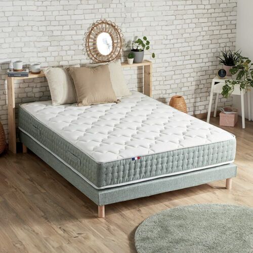 Ensemble matelas ressort 7 zones sommier vert 160x200
