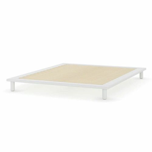 Pack Lit 2 Places Futon Avec Matelas Bois Massif Blanc 160x200 Cm