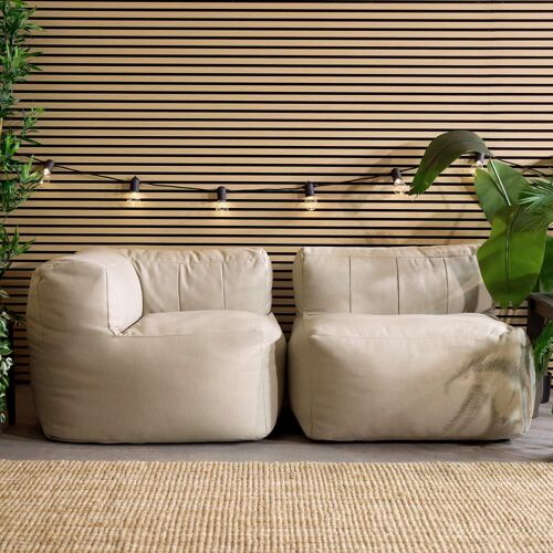 Pouf canapé modulaire angle 2 pièces int/ext en oléfine beige