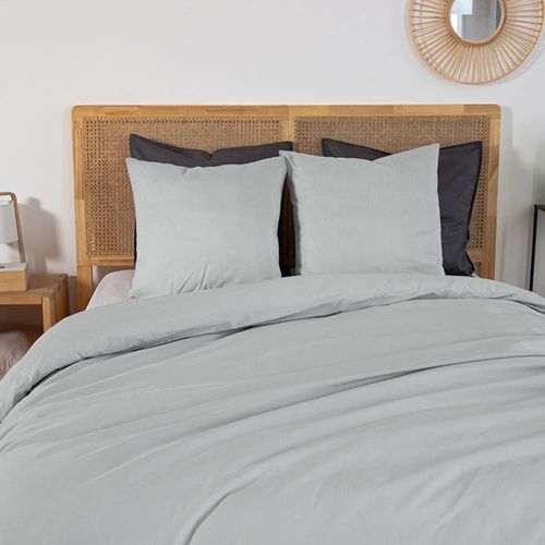 Parure De Lit Percale De Coton 2 Places Étain 260x240cm