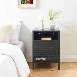 Table De Chevet Métal Gris Anthracite 40cm