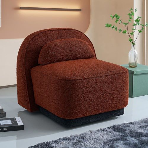 Fauteuil Pivotant En Tissu Bouclette Terracotta