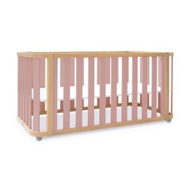 Grand Lit Bébé Cododo 70x140 Cm (4en1) Bois/Rose