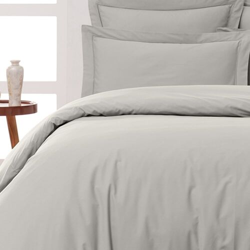 Housse De Couette En Percale Coton Gris Perle 280x240 Cm