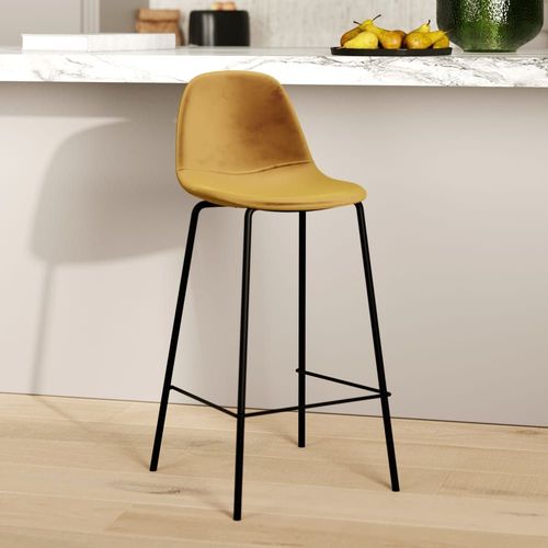 Chaise Pour Îlot Central En Velours Jaune 65 Cm