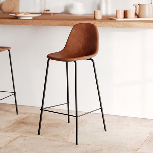 Chaise Pour Îlot Central En Cuir Synthétique Camel 65 Cm