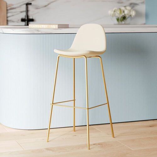 Chaise pour îlot central en cuir synthétique blanc 65 cm