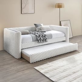 Lit Gigogne Tissu Blanc 90x190 Cm