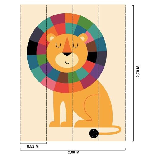 Papier peint lion arc en ciel 208x270 cm